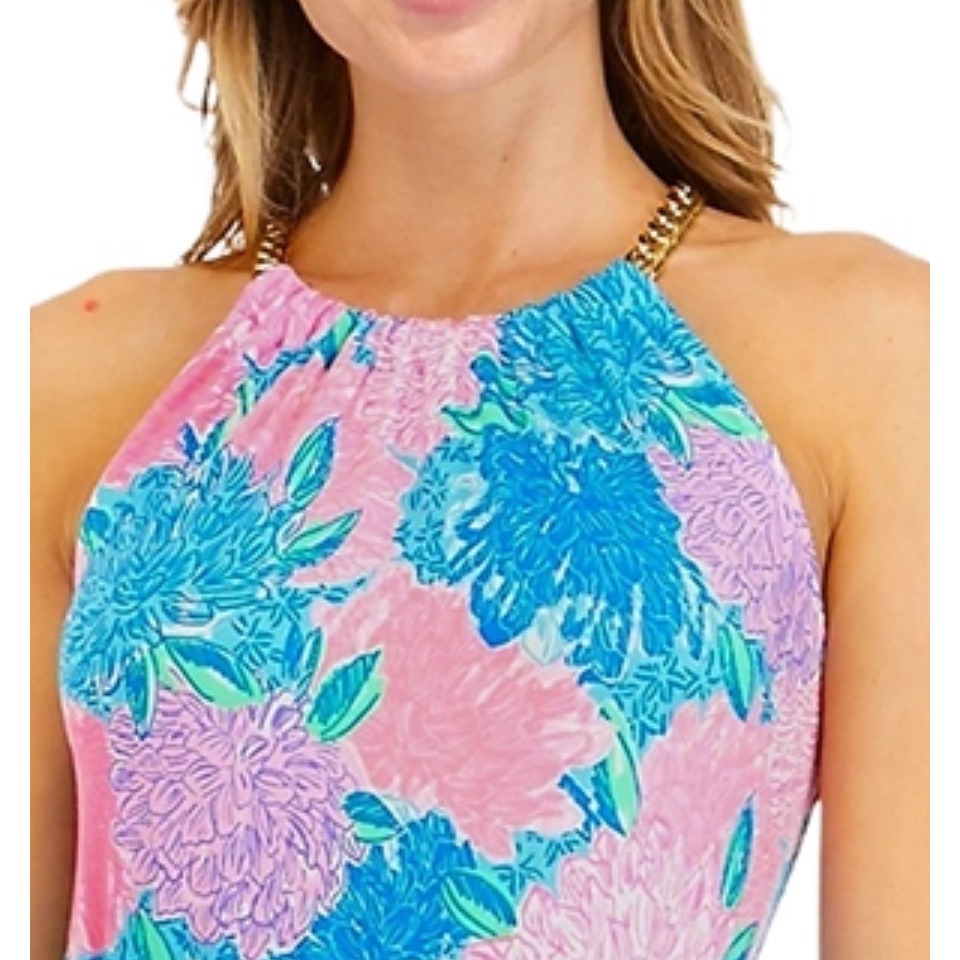 Lilly Pulitzer Vibrant Pink And Blue Midi Dress